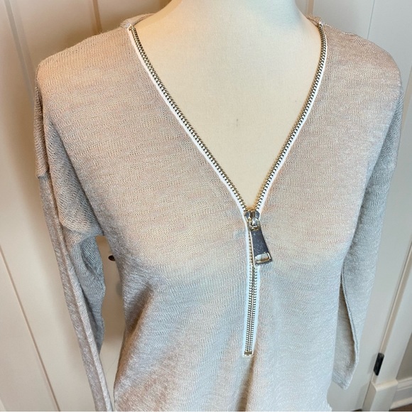 Soft Surroundings Valentina Zip Sweater Blouse Top Stone Women's Extra small - Picture 7 of 8